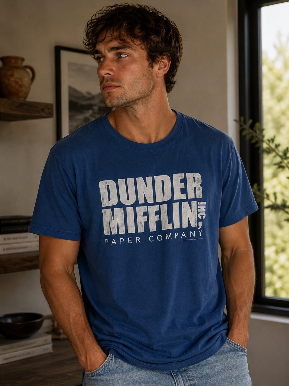 The Office Dunder Mifflin Logo Tee Blue M